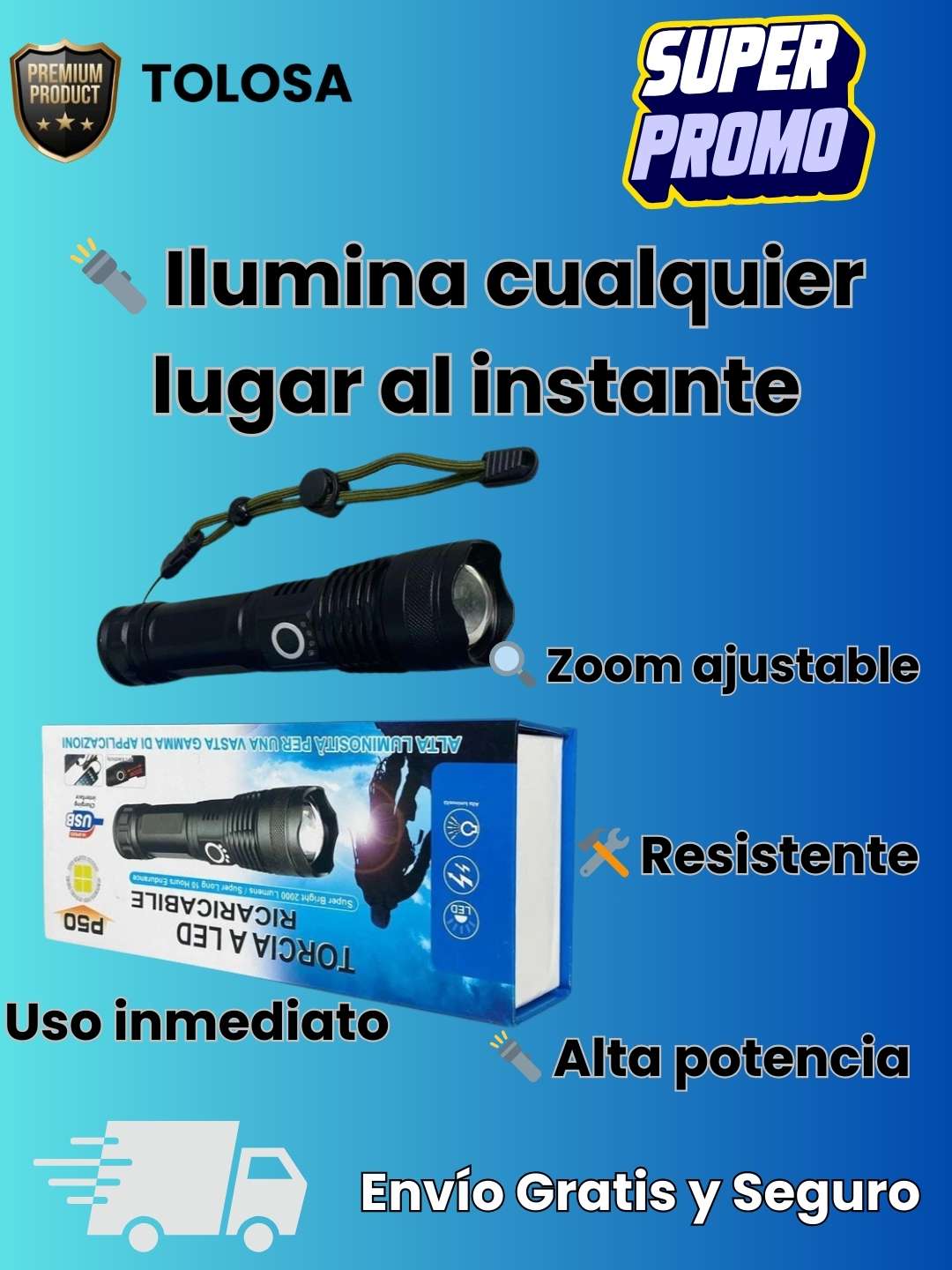 Linterna Tactica Premium® - 💡 Potencia extrema en la palma de tu mano