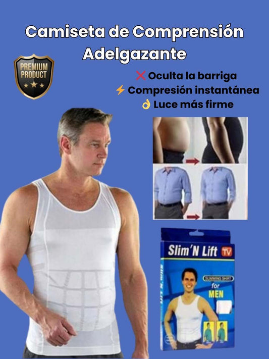 Camiseta D Compresion Adelgazante Premium® - Tu arma secreta para verte más estilizado bajo cualquier ropa.🔥