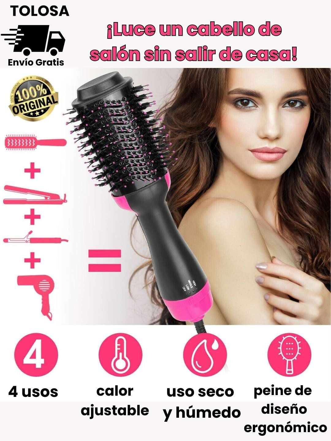 CEPILLO SECADOR ONE STEP PREMIUM® - ✨ Cabello con volumen y acabado brillante todos los días, desde casa